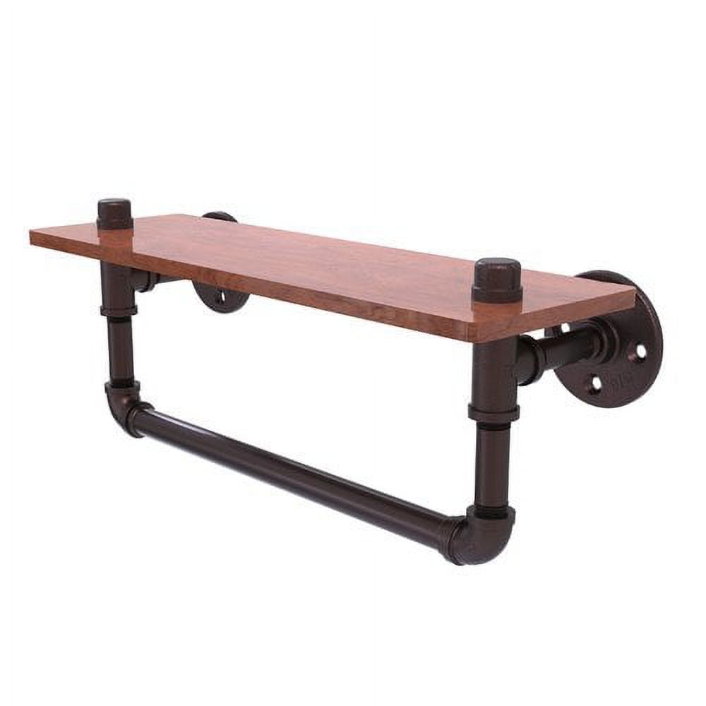 Allied Brass - Pipeline 16'' Ironwood Shelf with Towel Bar in Oil Rubbed Bronze - image 2 of 7