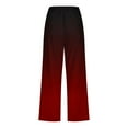 thumbnail image 4 of Babysbule Womens Gradient Printed Capris Pants Women's Casual Solid Elastic Waist Loose Long Pants With Pocket, 4 of 5