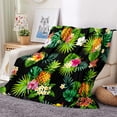 thumbnail image 2 of Pineapple Floral Blanket Gifts for Women Kids Girls Tropical Colorful Flowers Leaves Foliage Throw Bedroom Summer Decor Soft Plush Throw 50"x60", 2 of 6