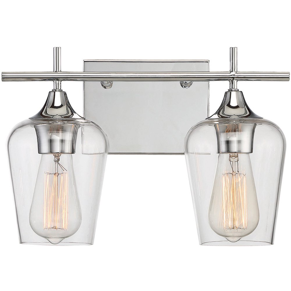 Bathroom Vanity 2 Light With Polished Chrome Finished E Bulbs 14 inch