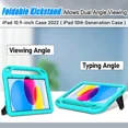 thumbnail image 5 of BMOUO Kids Case for iPad (A16) 11th Generation 11 Inch 2025, iPad 10th Generation 10.9 inch 2022 - with Built-in Screen Protector, Shockproof Handle Stand iPad 11th/10th Gen Case for Toddlers, Teal, 5 of 8
