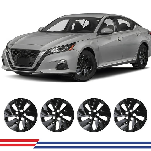 16" Set of 4 Hubcaps Wheel Rims Cover for 2019-2025 Nissan Altima Compatible with Steel Wheels Snap on Installation(16-inch,Black Lacquer)