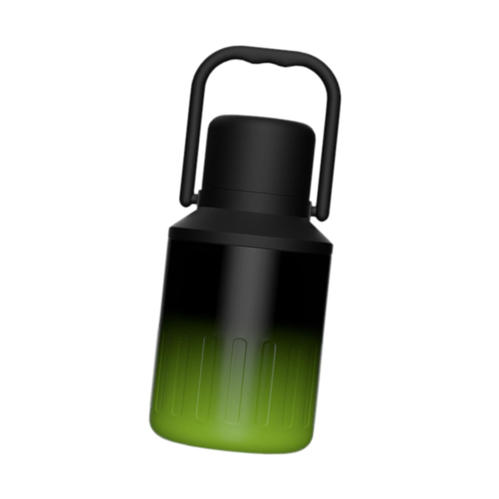 koolsoo Insulated Water Bottle Portable Gift with Handle for Outdoor Fishing Cycling Black Green