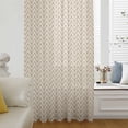 thumbnail image 5 of Simple Line Linen Texture Sheer Curtains 45 Inches Long, Beige Modern Art Geometric Light Filering Curtains, Breathable Simi Curtain Privacy Drapes for Kitchen Bathroom Small Window Treatment, 5 of 8