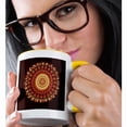thumbnail image 2 of 3drose, Harvest Orange Floral Mandala on Burnt Sienna Background, 15oz Two-tone Yellow Mug, 2 of 6