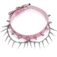 thumbnail image 4 of VIGVAN Women Studded Cross Leather Choker Steampunk Style Gemstone Gothic Choker Alloy Metal Necklace (Tassels Spike Pink), 4 of 6