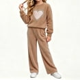 thumbnail image 5 of LvhaoGJOB Little Kids Girls Sweatshirt and Pants Outfit Set, Brown - teddy fleece, 5 of 6