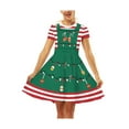 thumbnail image 3 of Shuttle tree Print Women Christmas Dress Short Sleeve High Waist Vintage Xmas Party Sundress, 3 of 7