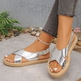 thumbnail image 6 of Tqyyweavej Women's Oversized Flatform Sandals Buckle Ankle Strap Open Peep Toe Woven Sandals Color Block Cross Dressy Sandals for Women, 6 of 10