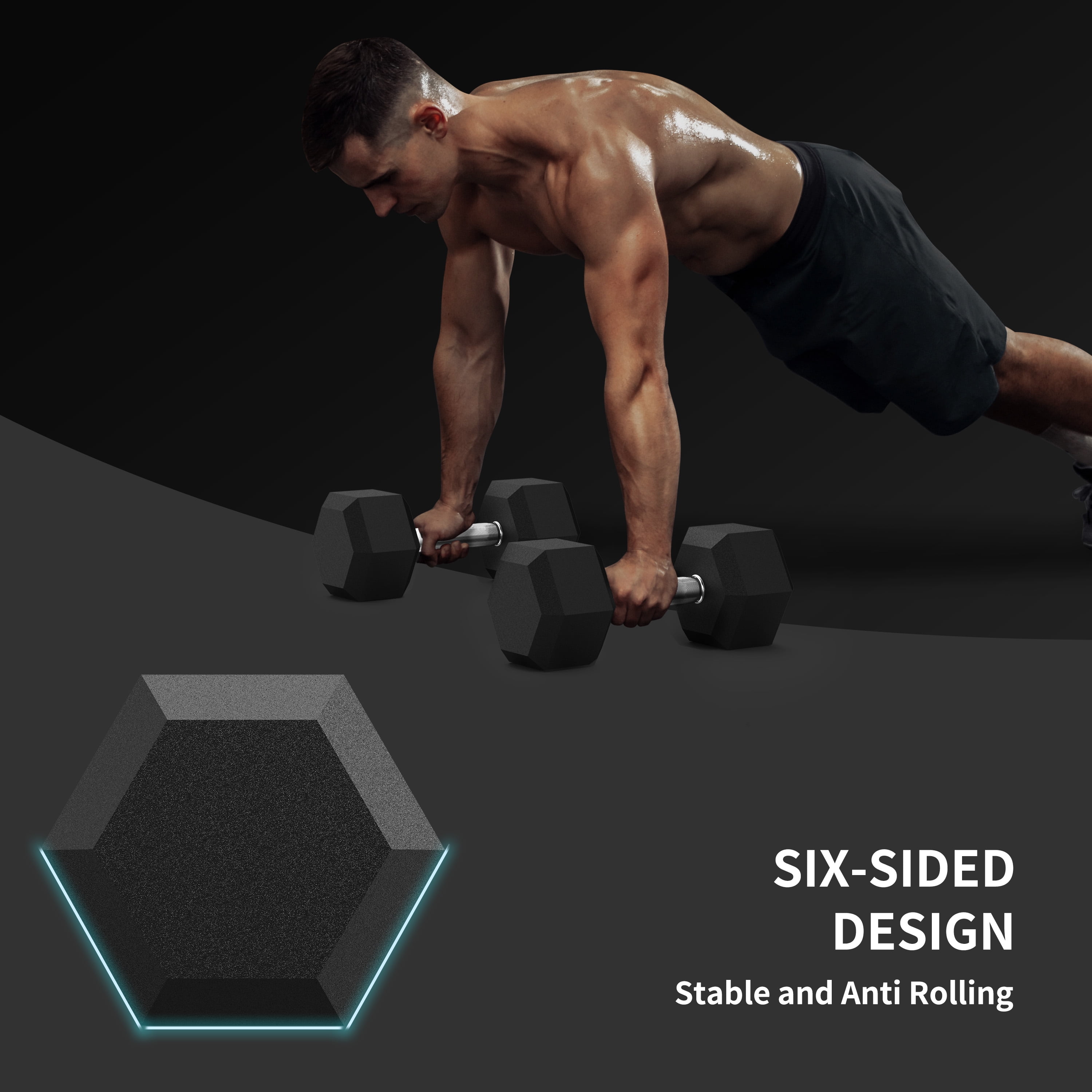 PROIRON Rubber Hex Dumbbell 20Lb, Pair