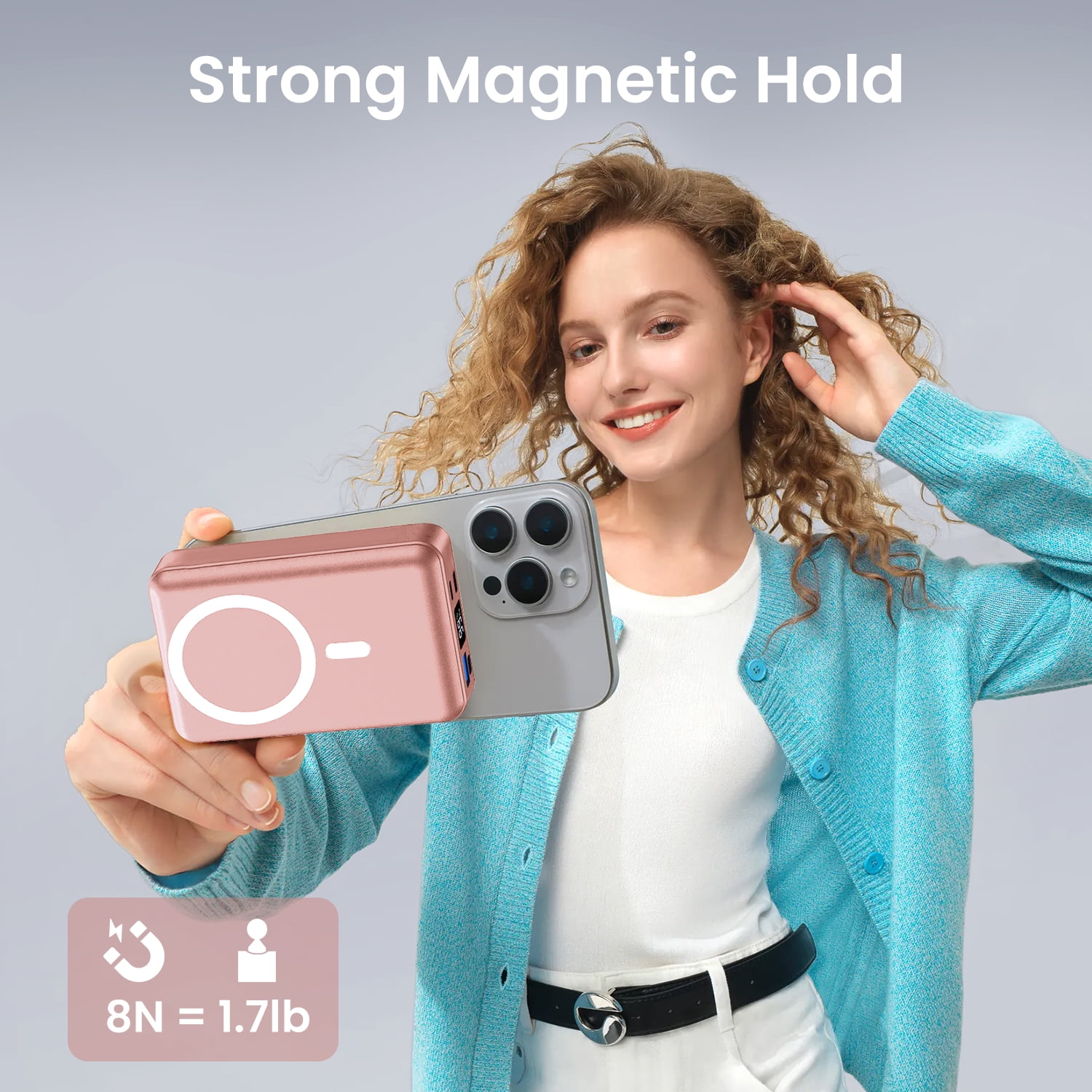 GASYESOY Portable Charger,10000mAh 20W Power Bank,Built-in Cables Fast Charging,with LED Display for iPhone 16/15/14/13/12 and Android,Pink