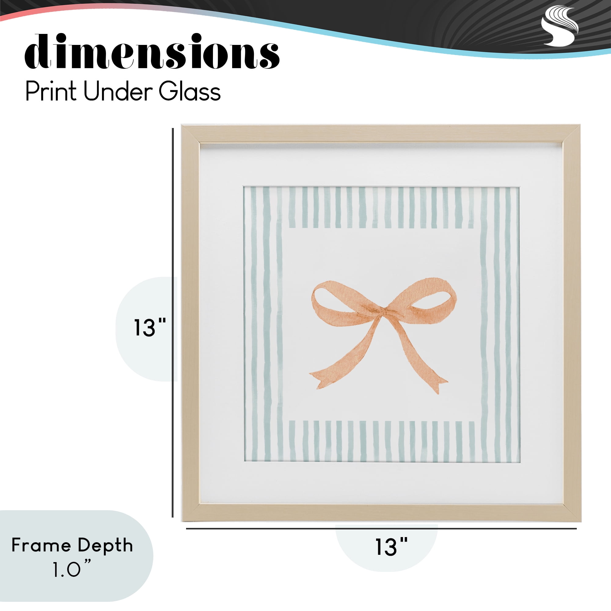 Stupell Industries Orange Bow with Stripe Border Birch Framed Print Under Glass, design by Patricia Pinto
