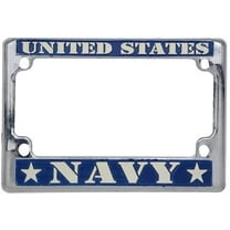 United States Navy License Frame - American Patriotic License Plate Frame Holder - Chrome - 7.25"x5"