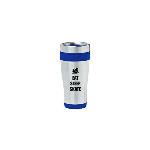 Blue 16oz Insulated Stainless Steel Travel Mug Z1835 Eat Sleep Skate Ice Skates,MIP by