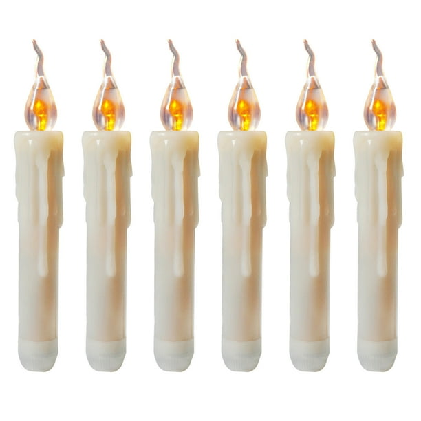 6 velas LED cónicas sin llama que funcionan con pilas, velas falsas
