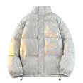 thumbnail image 1 of Xuniizn Puffer Jacket Men, Plus Size Stand Collar Solid Color Windbreaker Jackets with Pockets, Lightweight Soft Comfortable Insulated Winter Outdoor Stylish Coats, 1 of 2