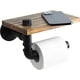 thumbnail image 1 of Nvzi Portarrollos de papel higiénico rústico con estante, porta rollos de papel higiénico industrial W022CAl, soporte de papel higiénico de madera estilo granja para baño (negro), 1 of 5