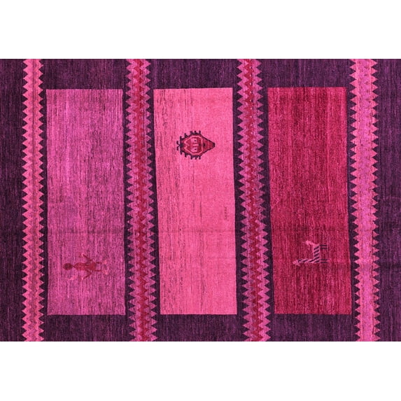 Ahgly Company Indoor Rectangle Abstract Pink Modern Area Rugs, 2' x 4'