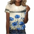 thumbnail image 2 of Fartey Plus Size Tops for Women Loose Casual Summer Crewneck Short Sleeve Tunic Shirt Fashion Floral Print Tees Camp Outdoors Hiking Tshirts Multicolor L, 2 of 5