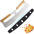 thumbnail image 1 of Cuchillo para pizza de acero inoxidable de 35 cm con mango de madera, corte profesional para pizza, 1 of 5