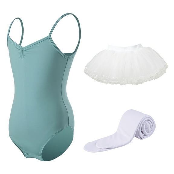 Gyratedream Girls Ballet Leotards with Removable Skirt Sleeveless Dance Tulle Dress and Tights Combo