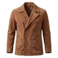 thumbnail image 4 of FRSASU Men's Vintage Slim Fit Blazer Notched Collar Double Breasted Jackets Casual Sport Trench Coat Khaki, 4 of 5