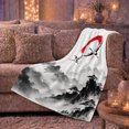 thumbnail image 6 of Red-Crowned Crane Japanese Ink Wash Landscape, Peaceful Mountain Lake Scene, Warm Flannel Blanket for Cabin and Lodge, Outdoor Lovers Camping Gift, Rustic Home Decor, 6 of 9