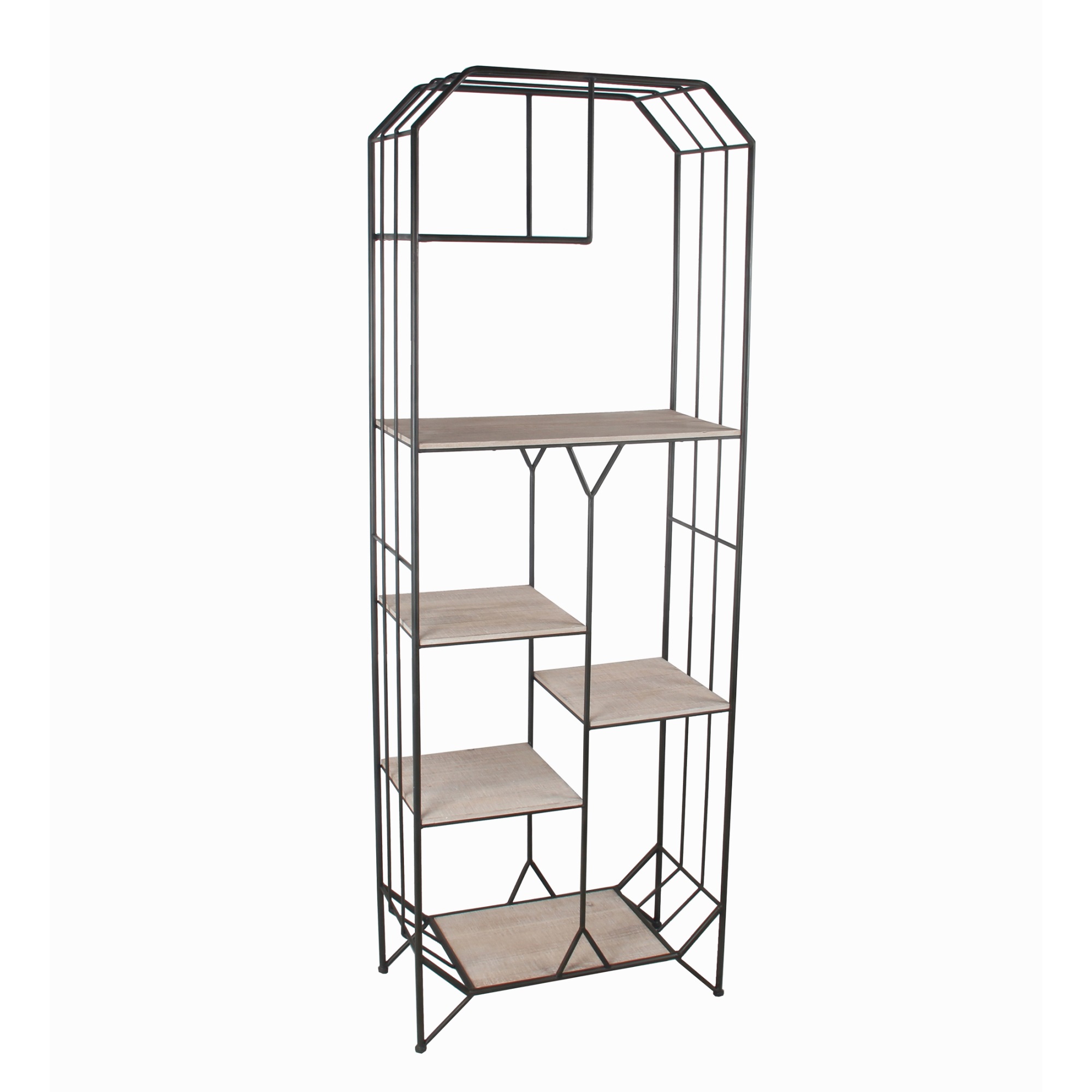 Wood and Metal Bakers Rack with 6 Spacious Shelves, Brown and Black