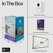 HP CC200 FHD LCD LED Projector with Roku Express Streaming Player and 84 Mobile Projection Screen