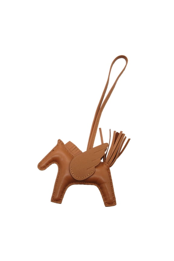 Pre-Owned Herms Rodeo Pegasus PM Bag Charm Keychain Anjou Milo Gold Brown 1839... (Good)