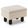 thumbnail image 2 of Foot Stool Ottomans Linen Footrest Storage Ottoman Step Stool Seat with Solid Wood Legs Modern Accent Stools for Couch Living Room Beige, 2 of 7