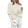 thumbnail image 1 of WEAIXIMIUNG Pull Personnalisé Automne Manches Couleur Unie Ample Femmes Épaules Dénudées Pull Col Rond Torsadé, 1 of 7