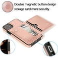 thumbnail image 5 of Card Slot Holder Wallet Case Compatible with iPhone 12/iPhone 12 Pro 6.1 inch 2020, Premium PU Leather Case Kickstand with Hidden Magnetic Closure Shockproof Protective Cover - Rose Gold, 5 of 10