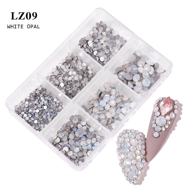FcBaudy Press on Nails, False nail, Gifts for Women New Champagne 6 Nail Jewelry With Diamond Nail Nail Flat Mixed Color Point drill