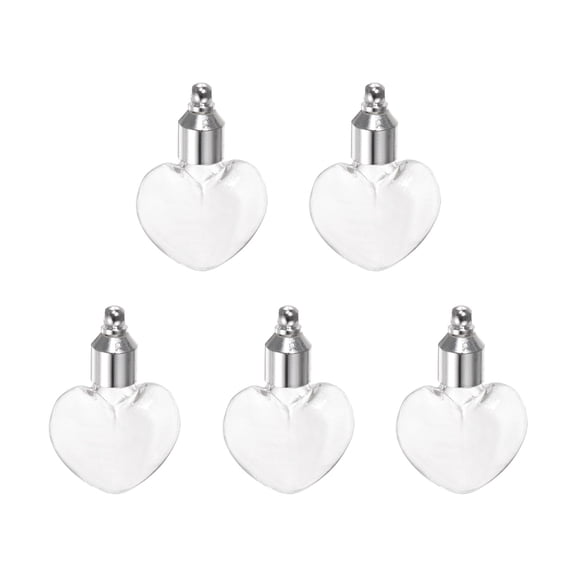 Name on Rice Glass Vial Pendant Heart, 5 Pieces
