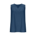 thumbnail image 6 of Women's Sleeveless V Neck Pleated Pullover Top Shirts Blouses Solid Color Loose Fit Casual Daily Wear Business Casual Work Office Fashion Essential Gift for Women | CSEONE,Navy L, 6 of 9