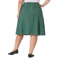 thumbnail image 3 of Agnes Orinda Plus Size Corduroy Midi Skirts for Women Elastic High Waist Button Front A-Line Skirt with Pockets 3X Green, 3 of 6