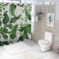thumbnail image 7 of JEUXUS Tropical Dense Jungle Palm Leaves Waist Bathroom Shower Curtain Set with Hooks White, 7 of 7