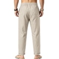 thumbnail image 5 of WULMLEO Men's Linen Pants Casual Beach Summer Pant Elastic Waist Drawstring Lightweight Trousers Khaki L, 5 of 5