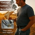 thumbnail image 3 of Vintage Letter Keychain Western Initial Key Clip with Belt Clip, Personalized Cowboy Key Holder Pocket for Pocket/Purse, 3 of 7