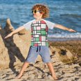 thumbnail image 3 of FORMRS Boys Rash Guard with Short Sleeves UPF 50+ Swim Shirts Sizes 3-12T, Red Abstract Geometric, 3 of 6