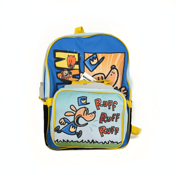 Dog Man Full Size 16 Inch Backpack with Detachable Lunch Box