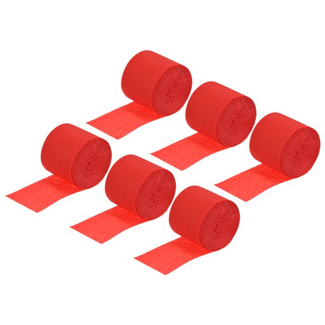 Unique Bargains Crepe Paper Streamer 32ft Long 1.37 Inch Wide, Red 6 Pack