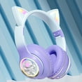 thumbnail image 3 of Cat Ear Bluetooth Headphones,Wireless Foldable On Ear Earphone, RGB Light Up ,HiFi Stereo and Noise Cancelling Over-Ear Gaming Headphones for Kid&Girl As a Gift For PC/Laptop/Tablet/Phone/Pad, 3 of 9