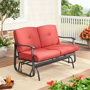 Mainstays Belden Park Cushion Steel Outdoor Glider Bench - Red/Black