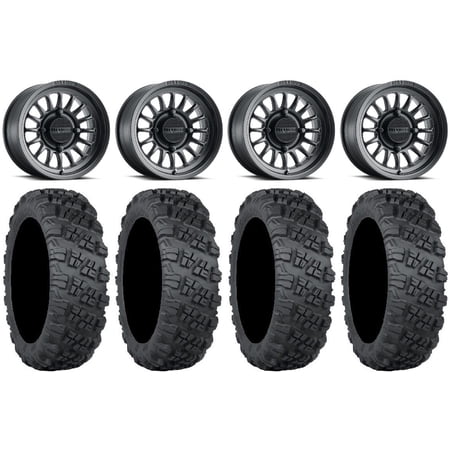 Method 411 15 Black (4+3) Wheels 33 Versa Cross V3 Tires Polaris RZR XP 1000 / PRO XP / Ranger XP 900/1000
