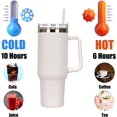thumbnail image 2 of Tasse Isotherme 1182ML 40OZ, Contenant Isotherme à Café avec Poignée et Paille Tasse à Café en Acier Inoxydable Double Isolation sous Vide Tasse de Voyage avec Couvercle, Verres Réutilisables, 2 of 5