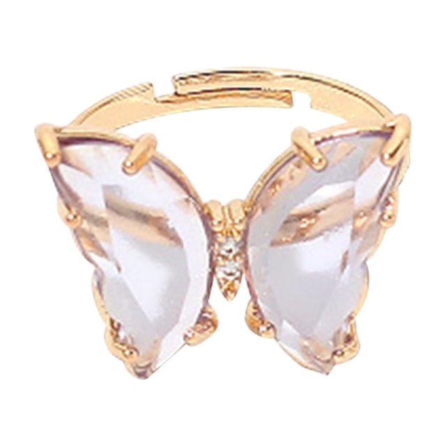 Butterfly Color Transparent Live Mouth Ring Female Ins Net Red Girl Fashion Ring