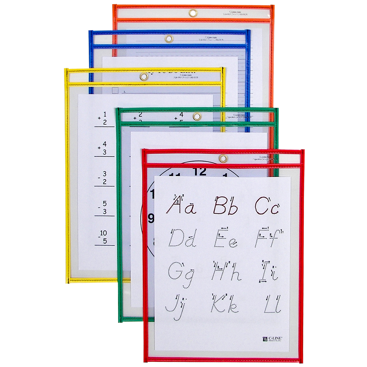 C-Line Reusable Dry Erase Pockets, 9 x 12, Assorted Primary Colors, 5/Pack -CLI40630 - image 2 of 2