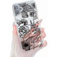 thumbnail image 6 of for Samsung Galaxy A55 Case, Cute Black Floral Rose Pattern Aesthetic Flower Clear Case for Women Girls, Slim TPU Shockproof Protective Bumper Case, Black, 6 of 14